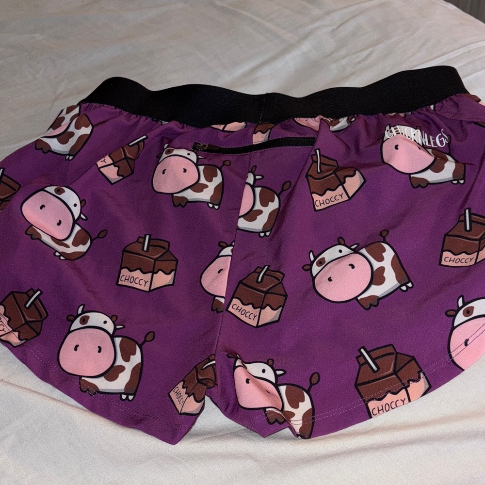 Chicken Legs Women's Fun Purple Athletic Shorts - Picture 6 of 8